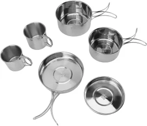 6PCS Portable Cookware Set Rapid Heating 304 Stainless Steel Efficient Easy to Multifunctional Tableware