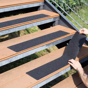 6" x 30" Anti Slip Traction Treads Tape with Roller (10-Pack), Pre-Cut Grip Tape for Stair Steps Outdoor, Waterproof Black Non Slip Stair Treads for Floor Safety, Easy to Install