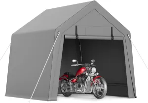 6'x6' Outdoor Portable Storage Shed, Waterproof & UV-Resistant Garage Shelter, Anti-Snow Carport Tent for Motorcycle, Bike, and Outdoor Equipment