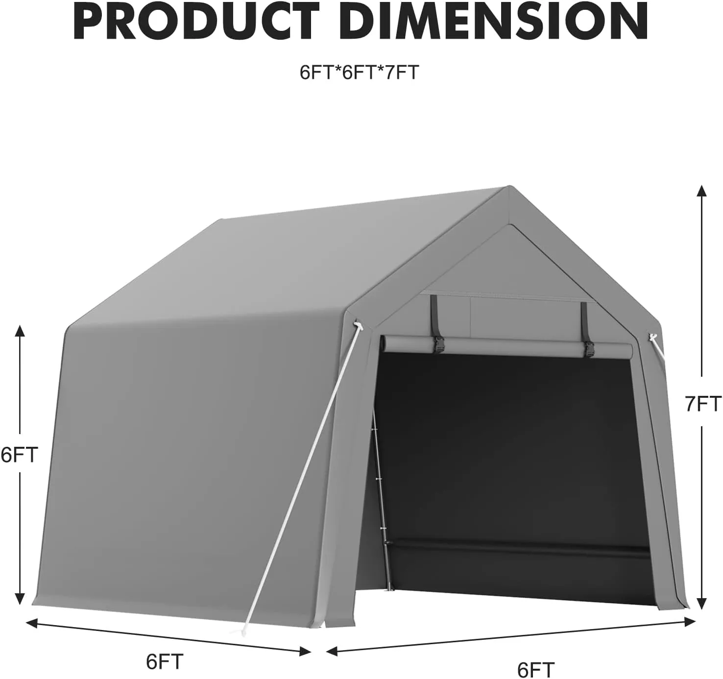 6'x6' Outdoor Portable Storage Shed, Waterproof & UV-Resistant Garage Shelter, Anti-Snow Carport Tent for Motorcycle, Bike, and Outdoor Equipment