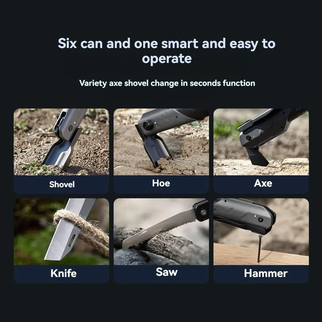 7-in-1 Integrated Folding Outdoor Tool – Compact Multi-Use Utility Spade with Adjustable Head for Camping, Digging, Cutting, and Daily Outdoor Needs