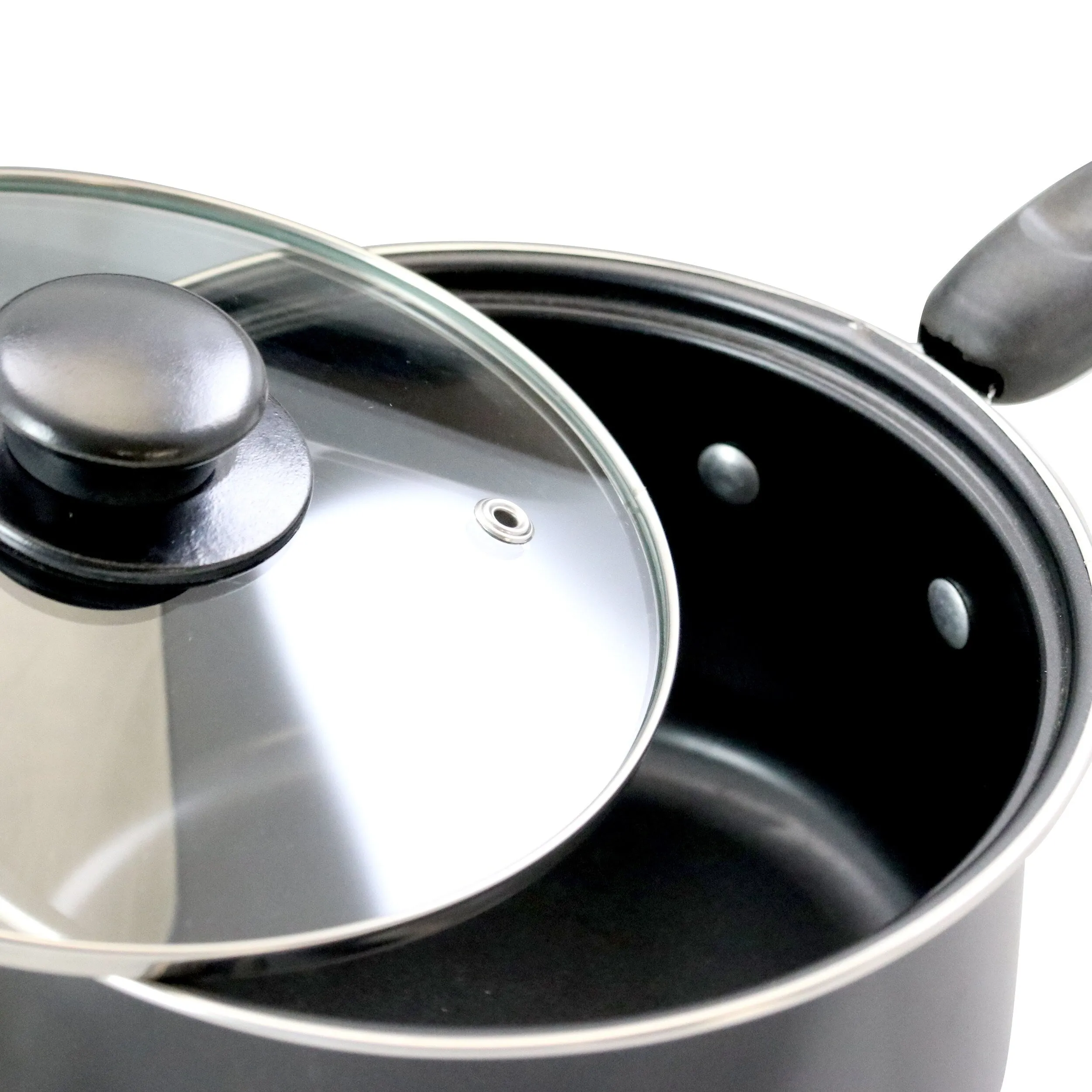 7 Piece Stainless Steel Non-Stick Cookware Set with Glass Lids
