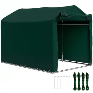 7' x 5' UV Resistant Garden Storage Tent with Roll-Up Zipper Door, Waterproof Bike Shelter, Dark Green