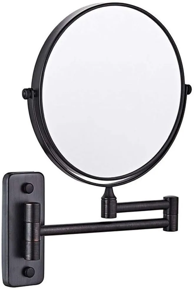8-Inch Wall Mounted Makeup Mirror, 3X Magnification, 360° Swivel, Extendable Folding Bathroom Vanity Mirror