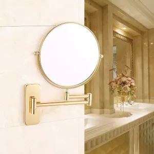 8-Inch Wall-Mounted Makeup Mirror with Lights, 10X Magnification, 360° Rotation, Extendable Dual-Sided Vanity Mirror for Shaving Makeup