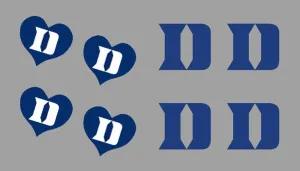 8 Piece Heart D Team Logo Officially Licensed Waterless Peel & Stick Temporary Spirit Tattoos