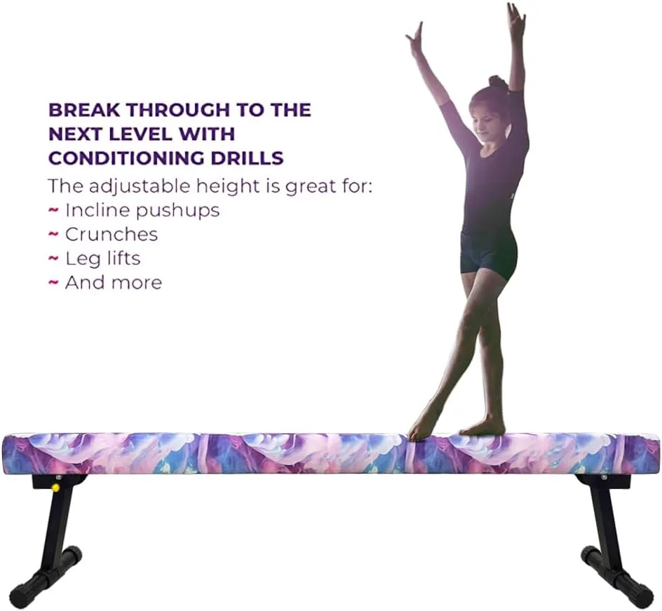 8FT Adjustable&Foldable Gymnastics Balance Beam,Home Gym Equipment,Easy Assembling and Storage,No Tool Require,for Kids Children Girls Training