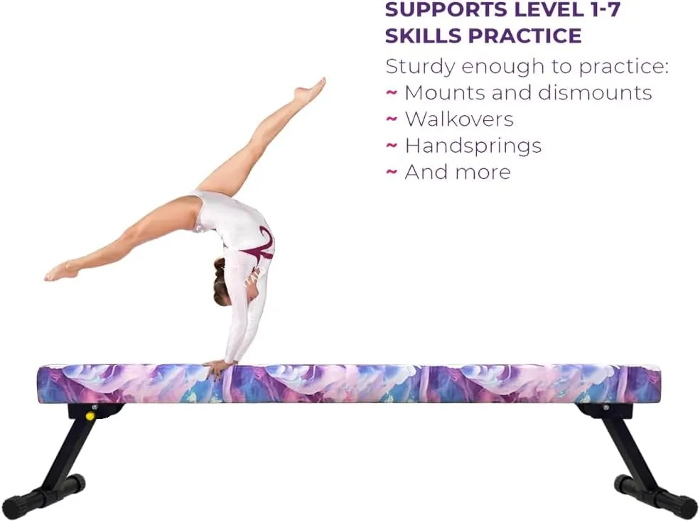 8FT Adjustable&Foldable Gymnastics Balance Beam,Home Gym Equipment,Easy Assembling and Storage,No Tool Require,for Kids Children Girls Training