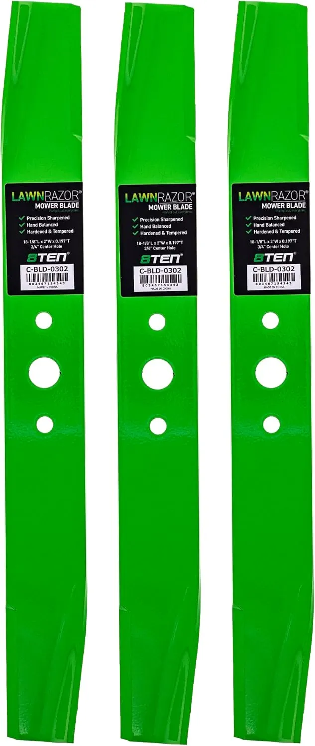 8TEN LawnRAZOR Blade Set for Simplicity Snapper 2050 2550 50 Inch Deck 1708229 1726453 (High Lift) 3 Pack