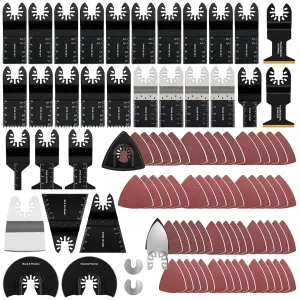 94 Pack Oscillating Saw Blades, Wood Metal Cutting Multitool Bi-Metal Blades Quick Release Tool Blades Kits Fit for Dewalt, Makita, Ryobi, Rockwell