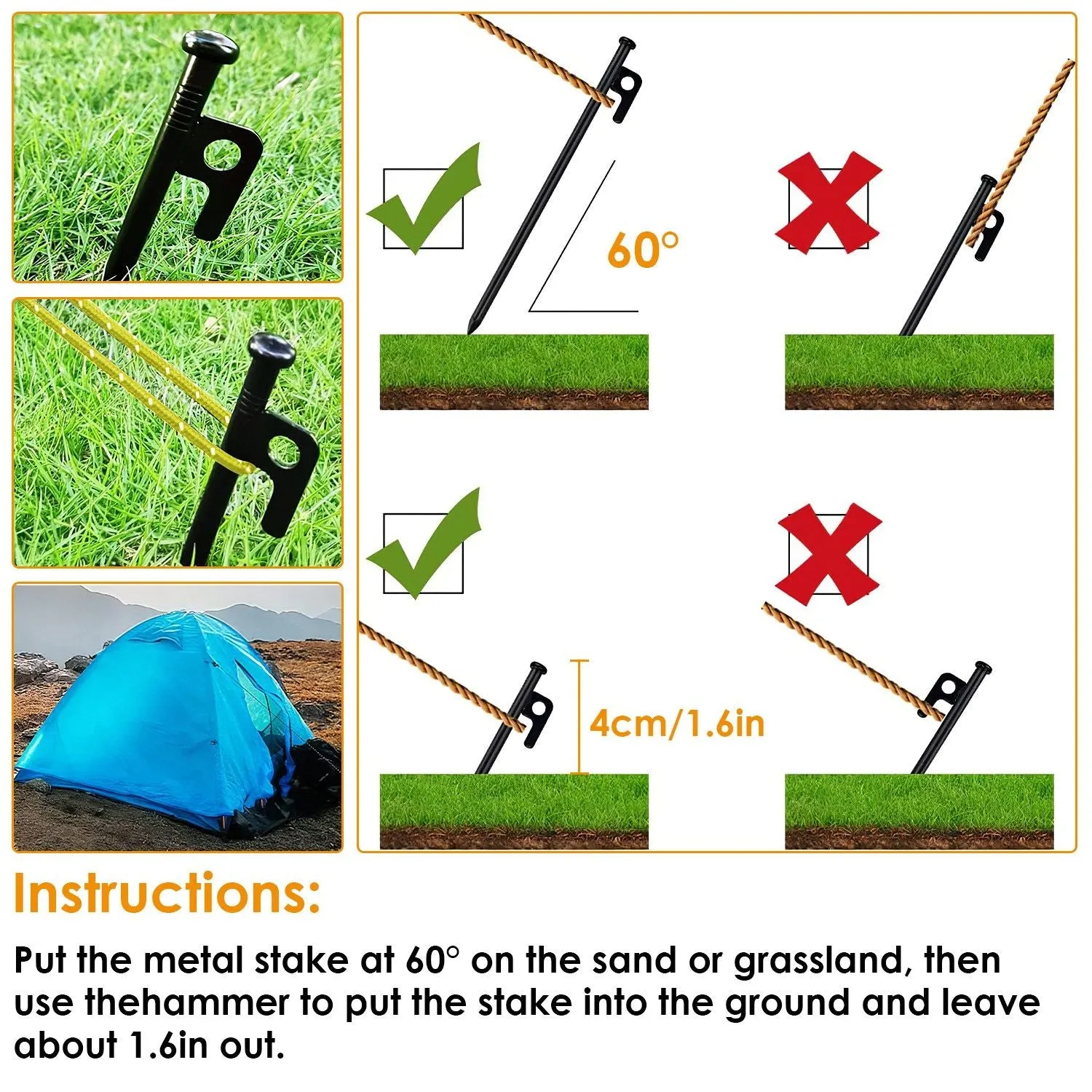 9.84FT for Stakes Tent Set Hammer Tent Problem-solving Accessories Pegs Camping with Hiking Camping Canopy Stylish Ropes Reflective Camping Kit
