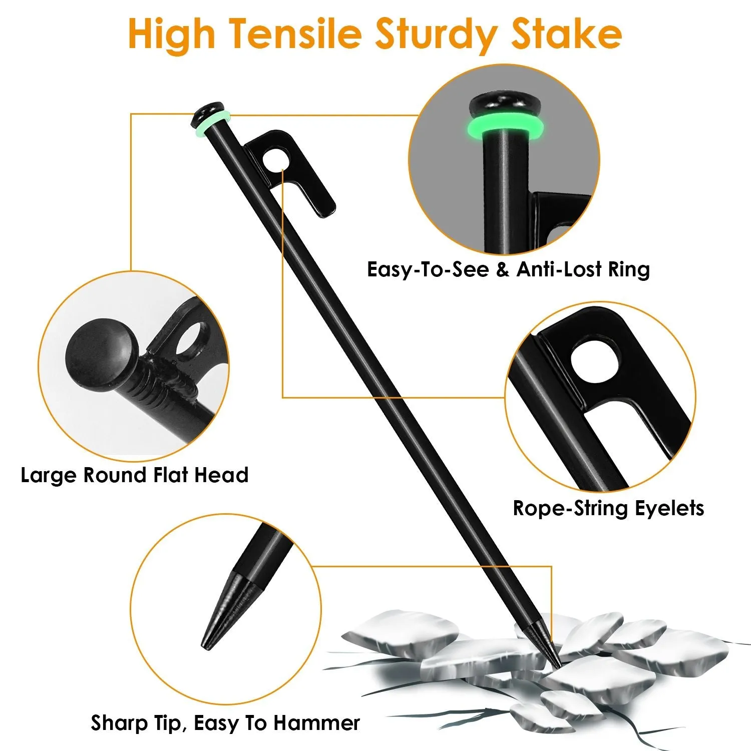 9.84FT for Stakes Tent Set Hammer Tent Problem-solving Accessories Pegs Camping with Hiking Camping Canopy Stylish Ropes Reflective Camping Kit