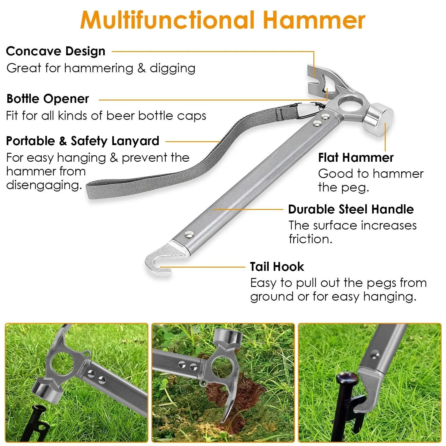 9.84FT for Stakes Tent Set Hammer Tent Problem-solving Accessories Pegs Camping with Hiking Camping Canopy Stylish Ropes Reflective Camping Kit