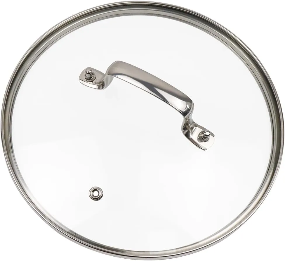 9" Tempered Glass Lid with Steam Vent Hole Universal Pan Pot Clear Cookware Lid Replacement with Holder Handle, Stainless Steel Rim, Fits for Pots/Pan/Electric Pressure Cooker