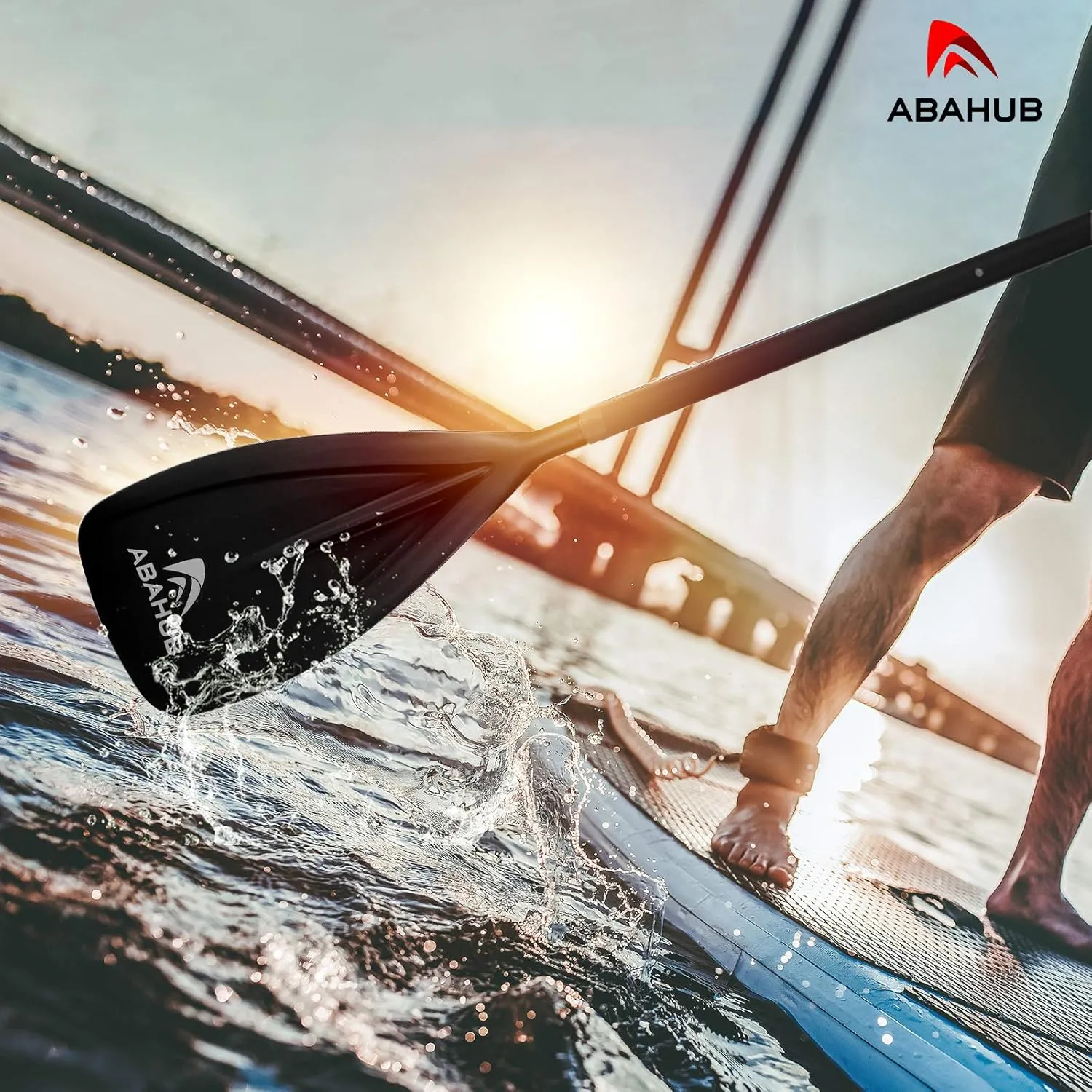 Abahub SUP Paddles - 3 Piece Adjustable Stand up Paddle - Lightweight Oar for Paddleboard, Aluminum Alloy PU Coated Shaft 68" - 84", Black/Blue/Green/Orange/Red/Yellow Plastic Nylon Blade
