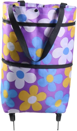 ABOOFAN High-Grade Material Folding Shopping Bag Groceries Cart Wheels Sturdy for Long Use