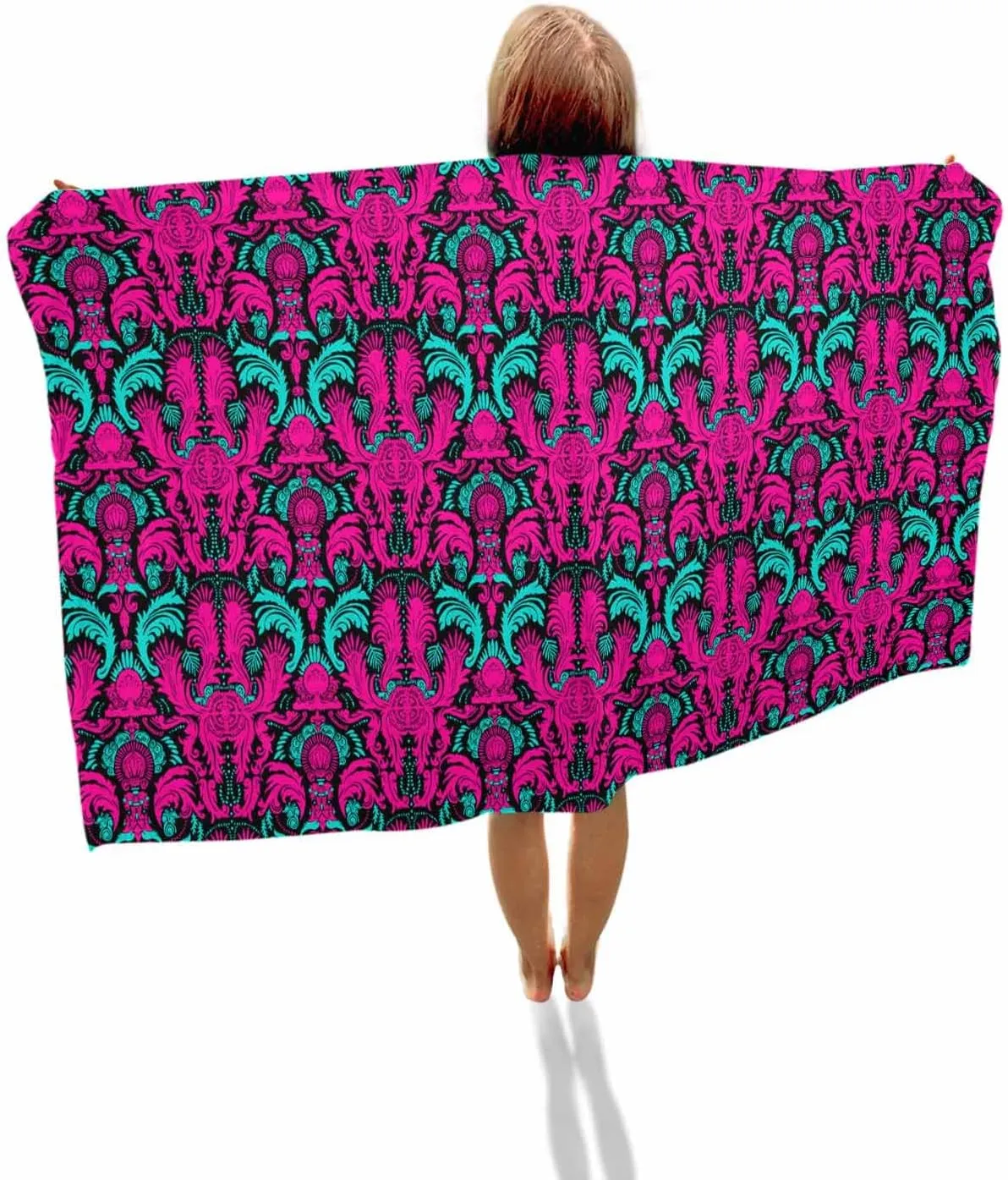 Abstract Beach Towel 31"x61" Microfiber Beach Towels Oversized Sand Free Quick Dry Beach Towel/Bath Towels/Yoga Towel/Pool Towels/Travel Towel for Women Men Girls Kids-Fuchsia Hand-Painted