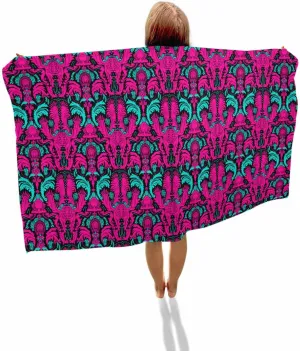 Abstract Beach Towel 31"x61" Microfiber Beach Towels Oversized Sand Free Quick Dry Beach Towel/Bath Towels/Yoga Towel/Pool Towels/Travel Towel for Women Men Girls Kids-Fuchsia Hand-Painted