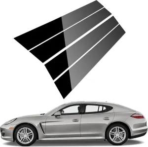 ACLONG Pillar Posts Door Window Trim Glossy Black Stainless Steel Pillar Posts Molding Trim Compatible with Porsche Panamera 2009-2016, Anti Scratch Stickers Door Pillar Moldings Cover Set -Set of 4