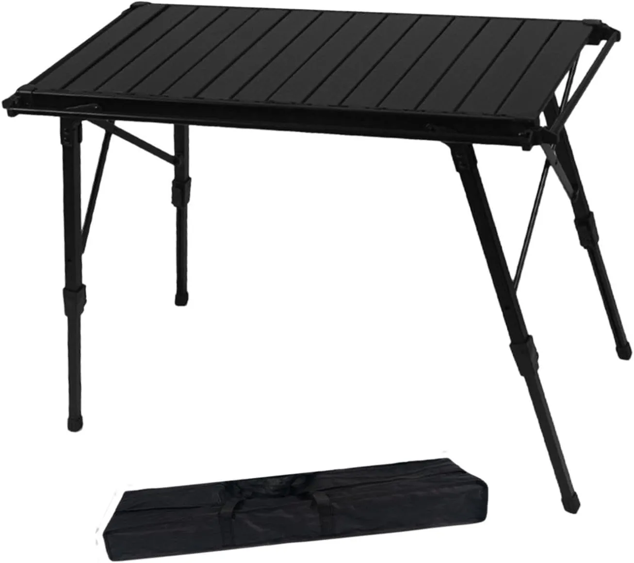 Adjustable Folding Table for Outdoor Use, Ideal for Camping and BBQ, Black