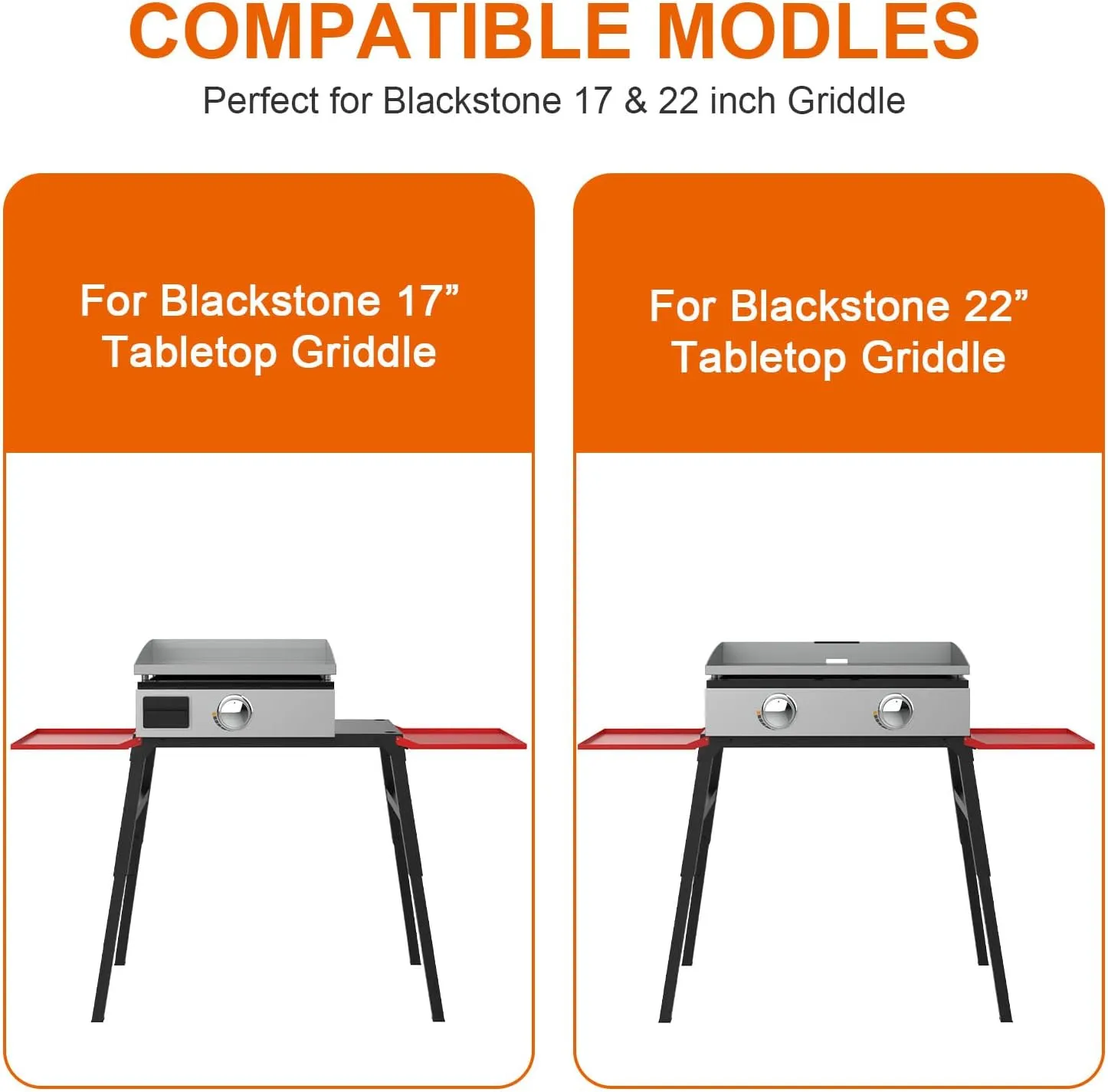 Adjustable Griddle Stand with Side Shelf for Blackstone 17" or 22" Table Top Griddle, Adjustable Griddle Table with Carry Bag Grill Accessories for Outdoor Cooking and Camping