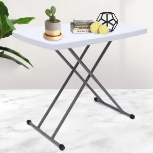 Adjustable Height Folding Table Small Outdoor Indoor Portable Folding Table for Camping, Picnics, Barbecues, Trips(White)