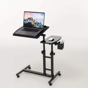Adjustable Laptop Desk with Wheels, Adjustable Desk for Bed, Adjustable Laptop cart, Over Bed Table, Bed Side Table, Tiltable Table and Laptop Stand-Black