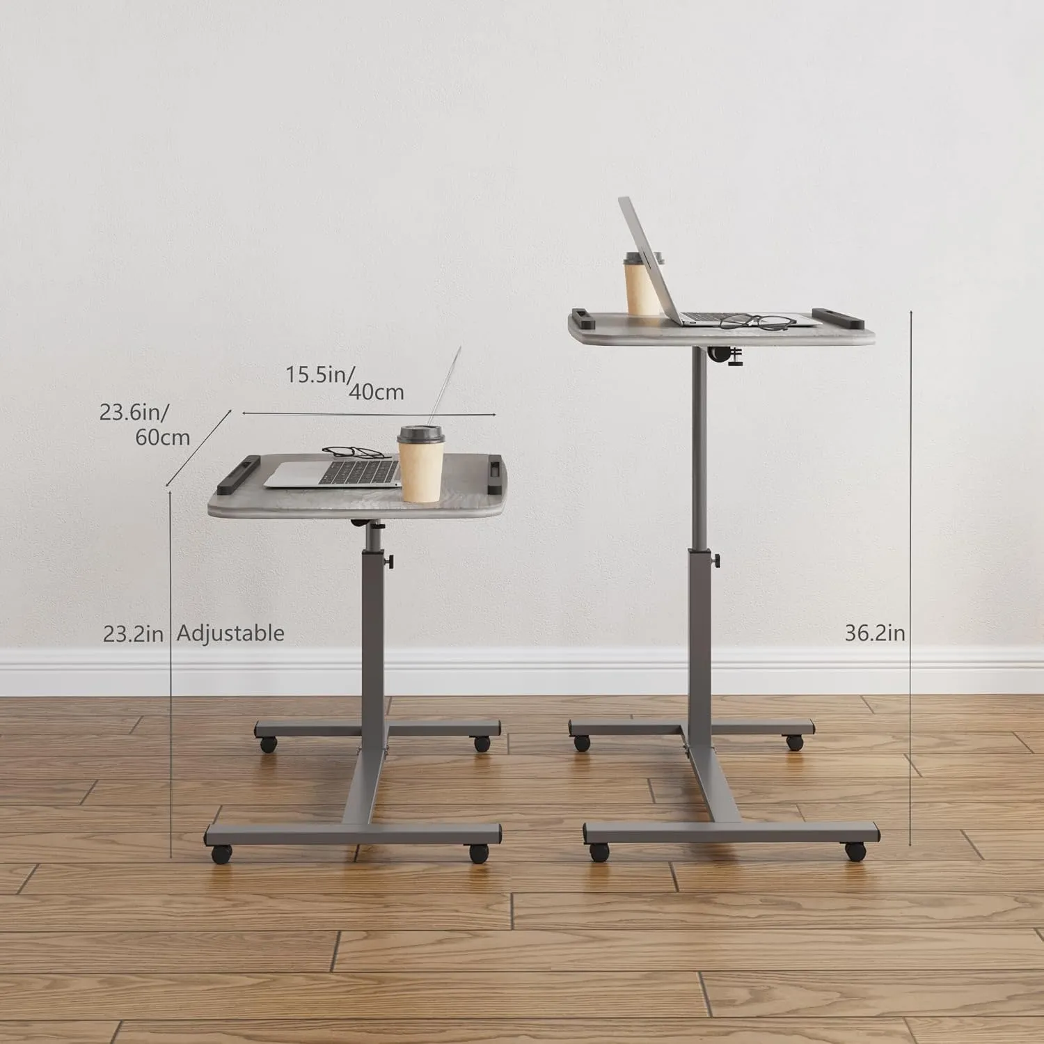 Adjustable Overbed Bedside Table with Wheels Hospital Bed Table Portable Computer Stands Movable Desk Computer Table for Bed Laptop Stand for Couch