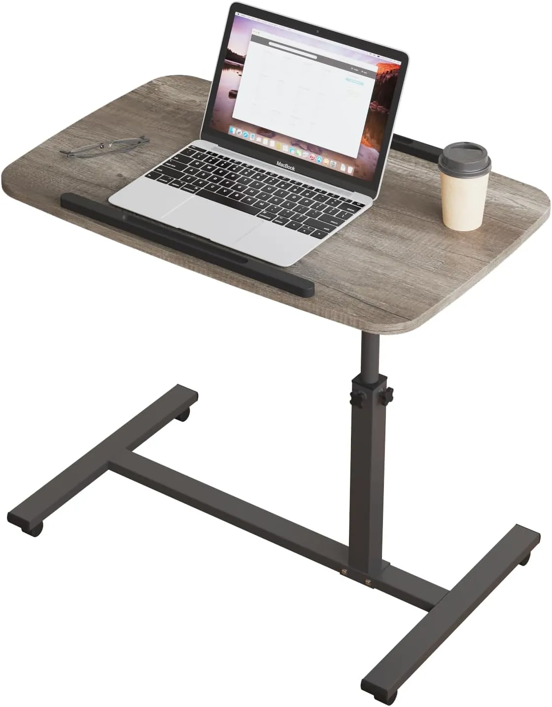 Adjustable Overbed Bedside Table with Wheels Hospital Bed Table Portable Computer Stands Movable Desk Computer Table for Bed Laptop Stand for Couch