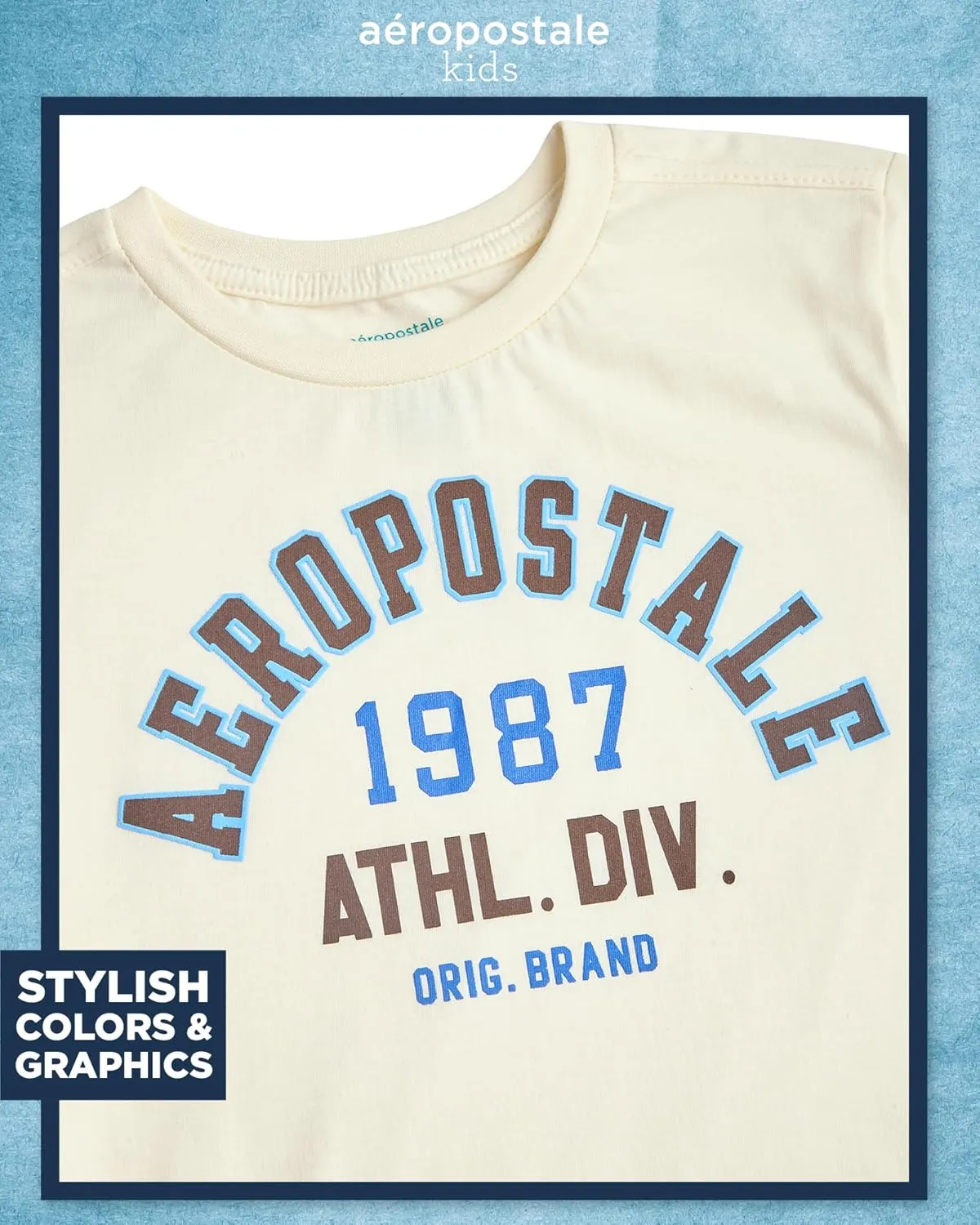AEROPOSTALE Boys' Shorts Set - 4 Piece Short Sleeve Crew Neck Jersey Graphic T-Shirt and Mesh Shorts Set for Boys, Sizes:8-12