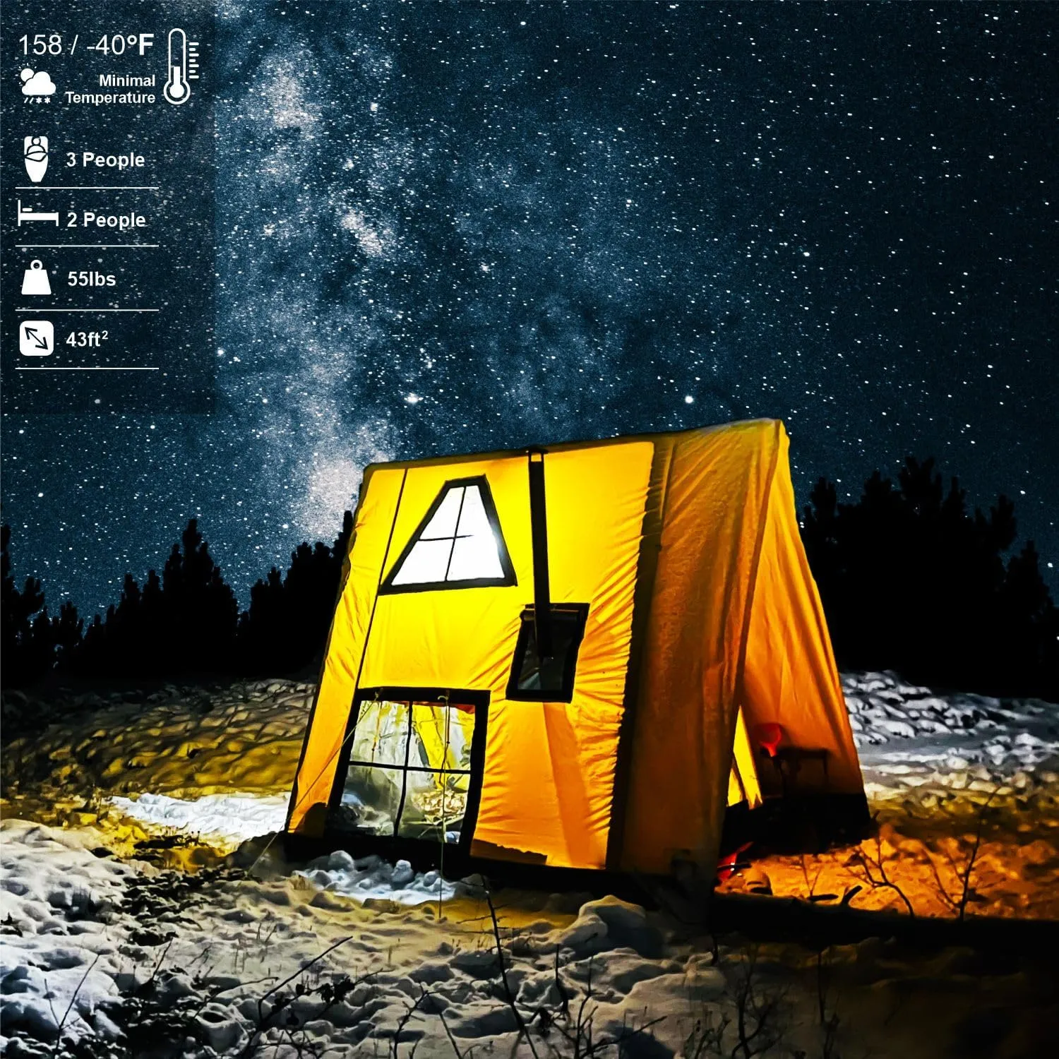 AIR BUSHCRAFT Premium Inflatable Tent for 4 Seasons – Luxurious Waterproof Camping Tent with Panoramic Windows & UV Protection