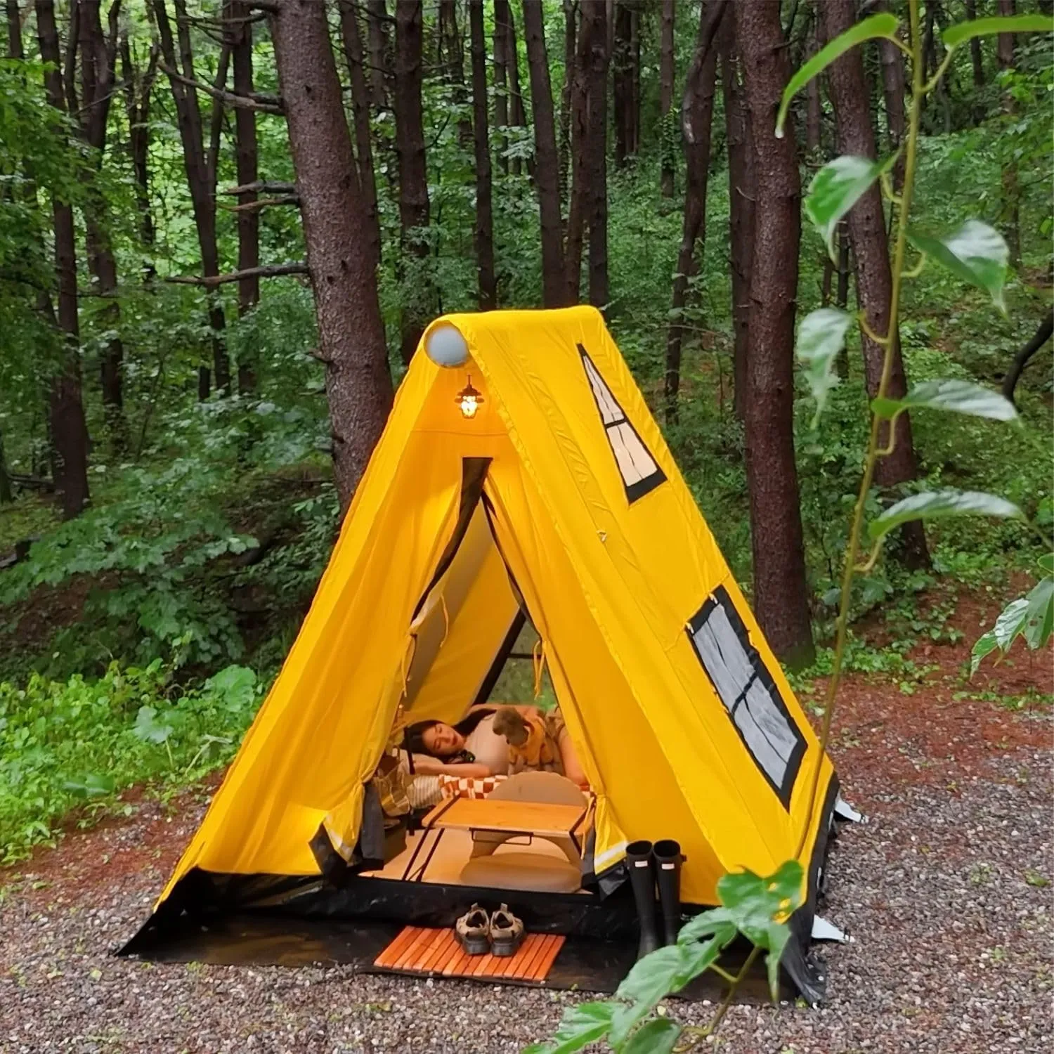 AIR BUSHCRAFT Premium Inflatable Tent for 4 Seasons – Luxurious Waterproof Camping Tent with Panoramic Windows & UV Protection