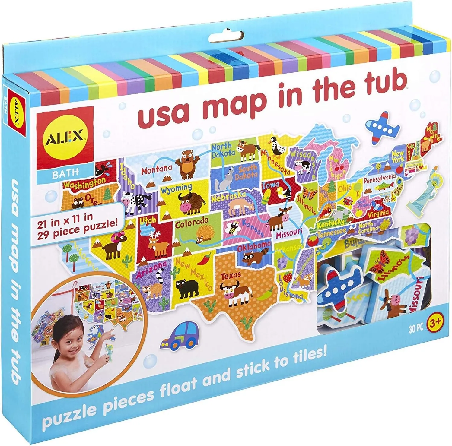 Alex Bath USA Map in The Tub Kids Bath Activity