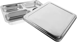 Alipis Stainless Steel Divided Dinner Plate Food Holder for Camping Picnic School Lunch Deep Compartment Tray Easy to Clean Safe for Daily Use