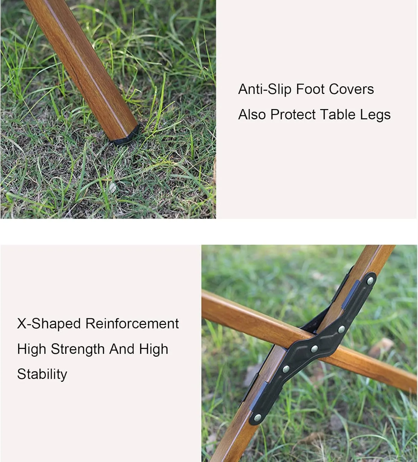 All Aluminum Alloy Light Weight Camping Table Furniture Outdoor Home Foldable Roll Up Easy Carry Picnic BBQ Table with Storage Bag,Wood,L(Length120cm)