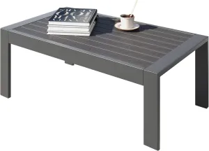All-Weather Aluminum Outdoor Coffee Table, Modern Coffee Table for Outside, Rectangle Patio Coffee Table for Balcony Garden, Deep Grey