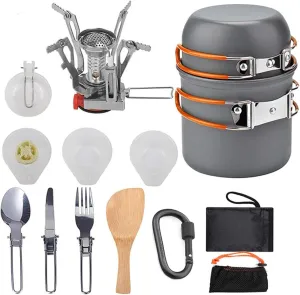 Alomejor Portable Outdoor Cookware Set Lightweight Camping Cooking Tools for Backpacking Hiking Picnic Fishing