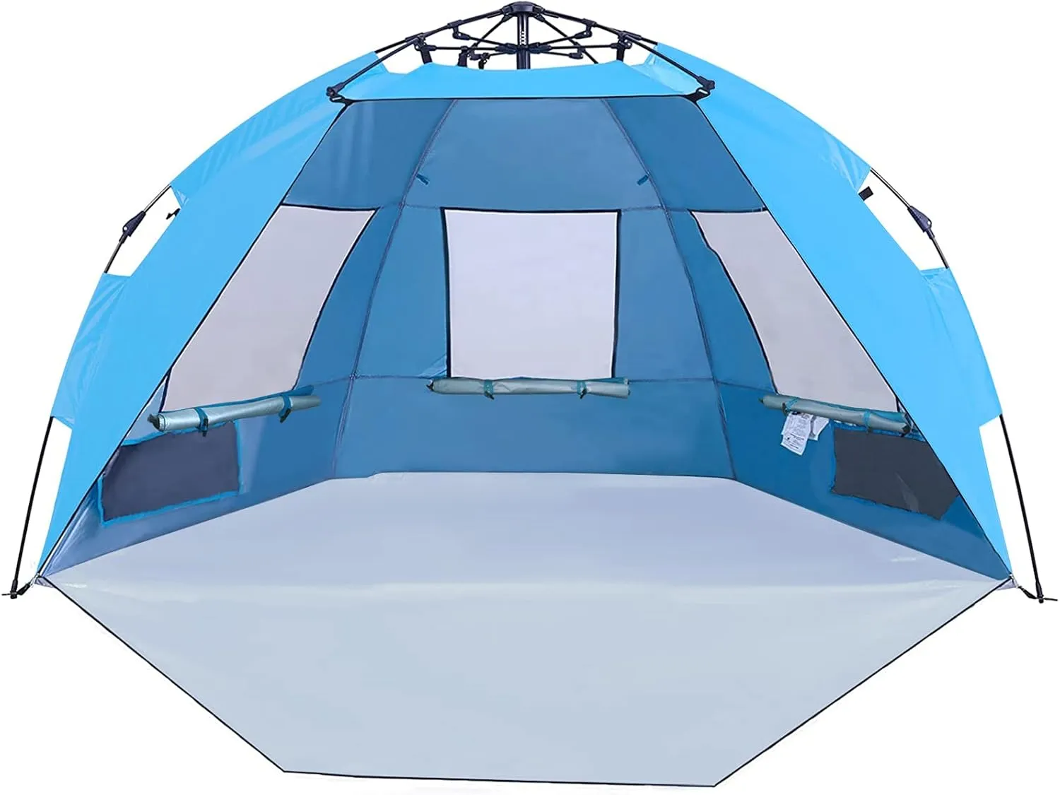 ALPHA CAMP Instant Beach Sunshade Pop Up Sun Shelter Tent, UV Protection with 3 Ventilating Windows, Extended Zippered Porch Included
