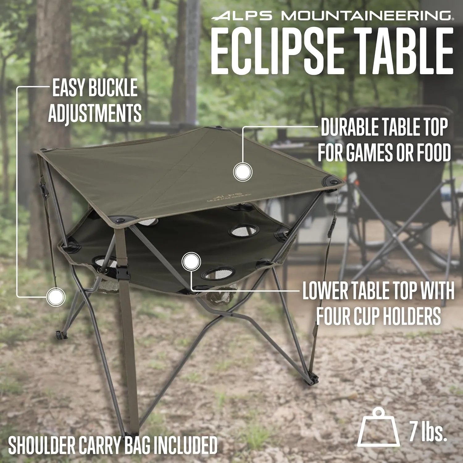 ALPS Mountaineering Eclipse Portable, Compact Camping and Game Table with Carry Bag