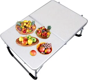 Aluminium Alloy Folding Table Lightweight Portable Desk for BBQ Camping Hiking Travel and Outdoor Activities Easy Setup and Compact Design White