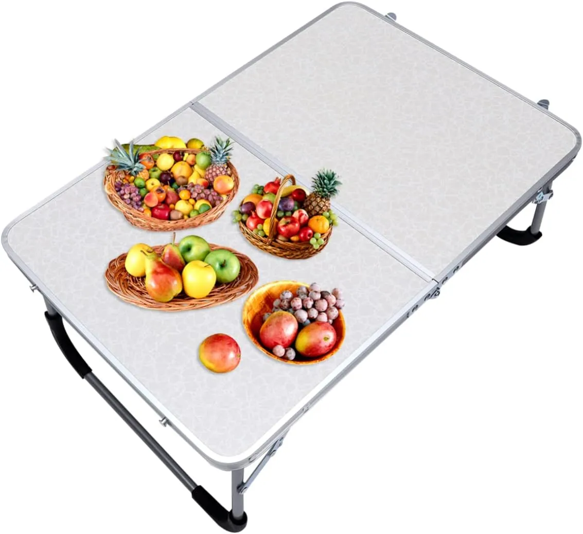 Aluminium Alloy Folding Table Lightweight Portable Desk for BBQ Camping Hiking Travel and Outdoor Activities Easy Setup and Compact Design White