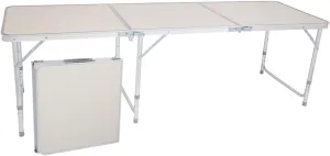 Aluminum Alloy 3-Fold Camp Table Folding Table 4 Foot Dining Table, Light Weight Foldable Portable Sturdy Compact Storage for Outdoor, Vacation, Picnics, Camping Trips, Buffets, BBQ