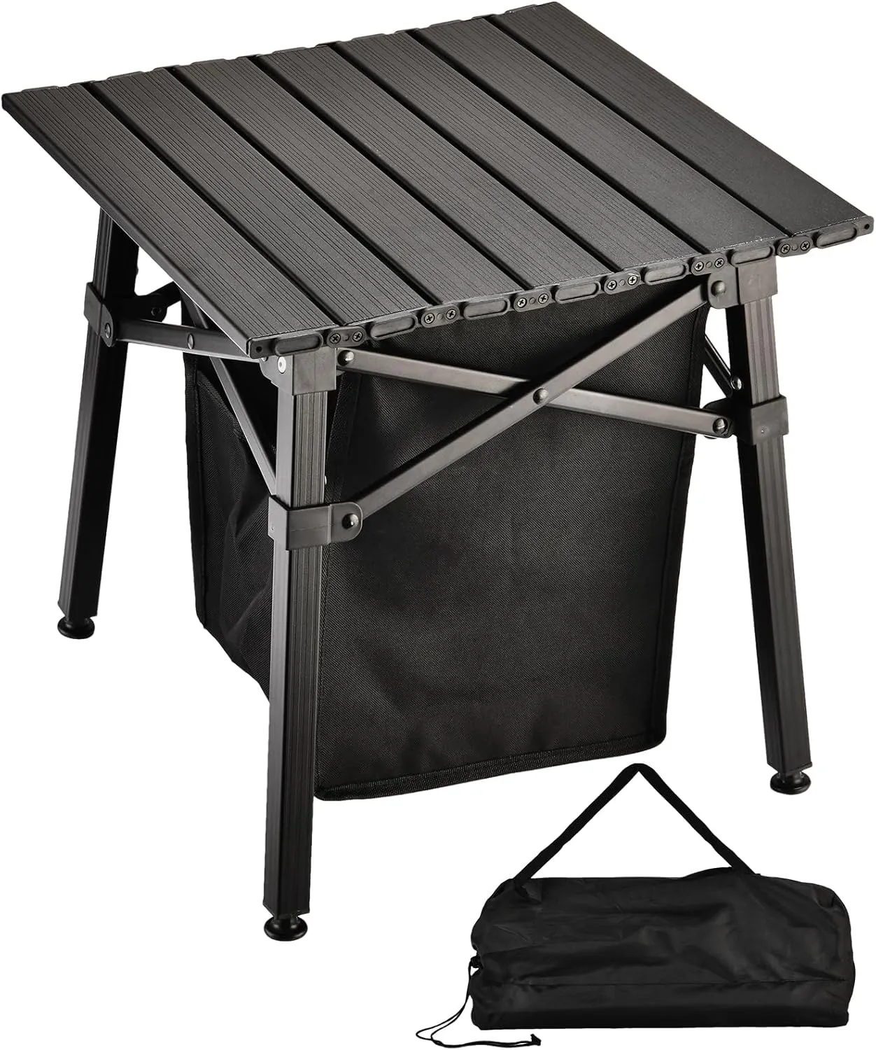 Aluminum Camping Side Table, Compact Folding Outdoor Portable Beach Small Camp Table with Carry Bag and Storage, Picnic, Hiking, Fishing, Grill