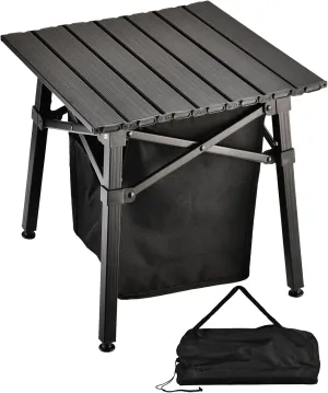 Aluminum Camping Side Table, Compact Folding Outdoor Portable Beach Small Camp Table with Carry Bag and Storage, Picnic, Hiking, Fishing, Grill