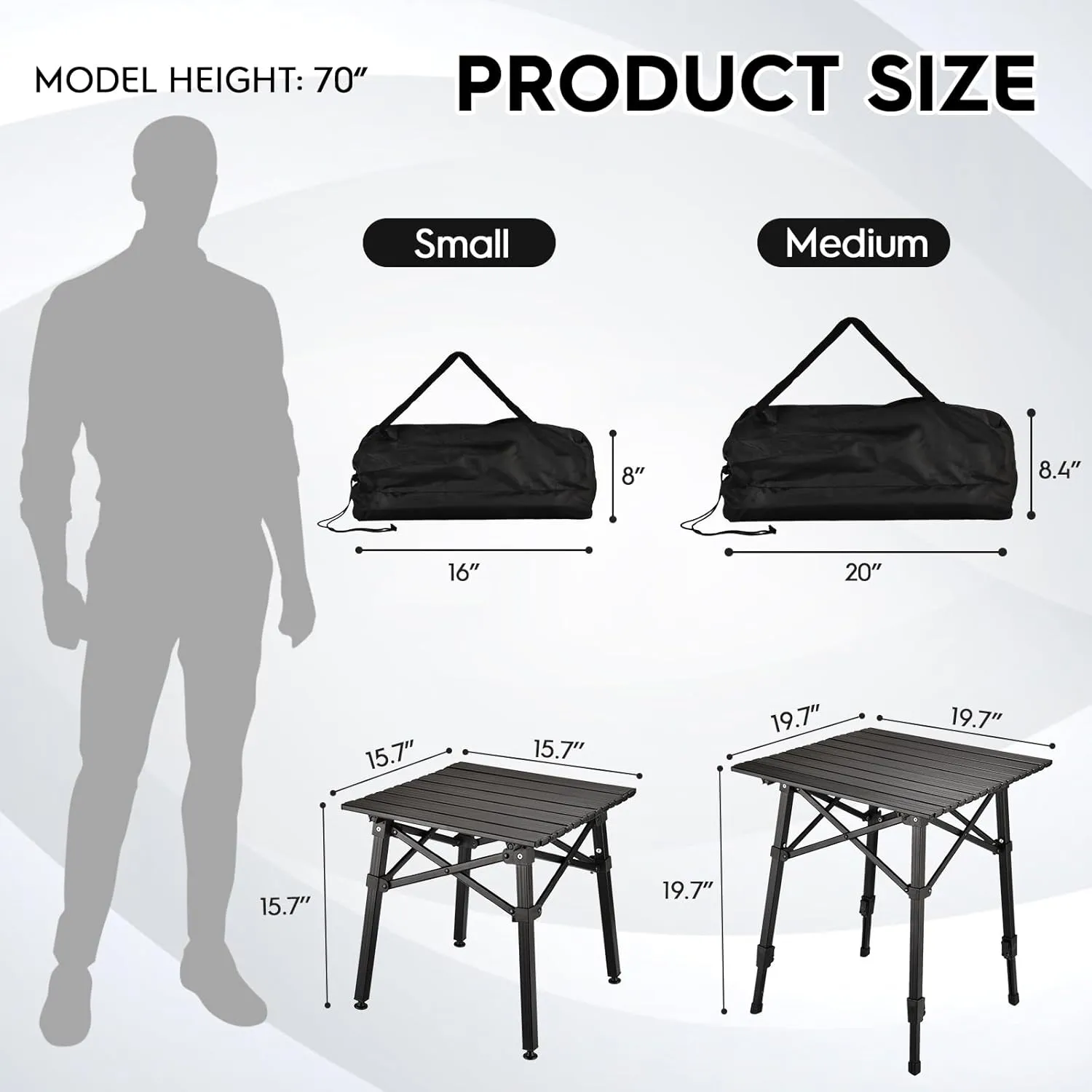 Aluminum Camping Side Table, Compact Folding Outdoor Portable Beach Small Camp Table with Carry Bag and Storage, Picnic, Hiking, Fishing, Grill