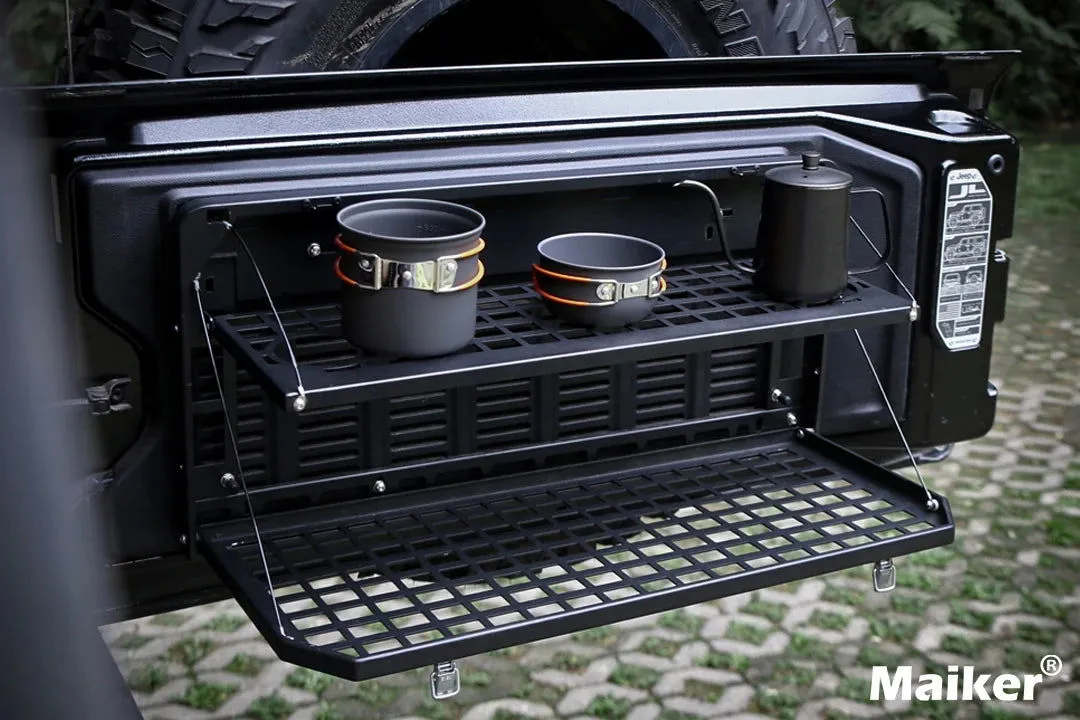 Aluminum Foldable Tailgate Table – Double Rear Door Cargo Shelf for JK/JL