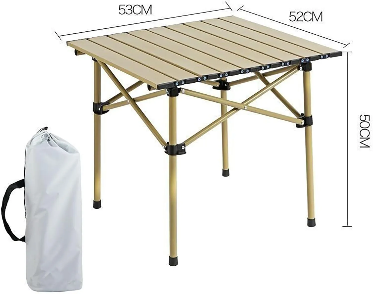 Aluminum Folding Camp Table - Lightweight, Portable, Roll Up for Outdoor Camping, Picnic, Barbecue,Yellow