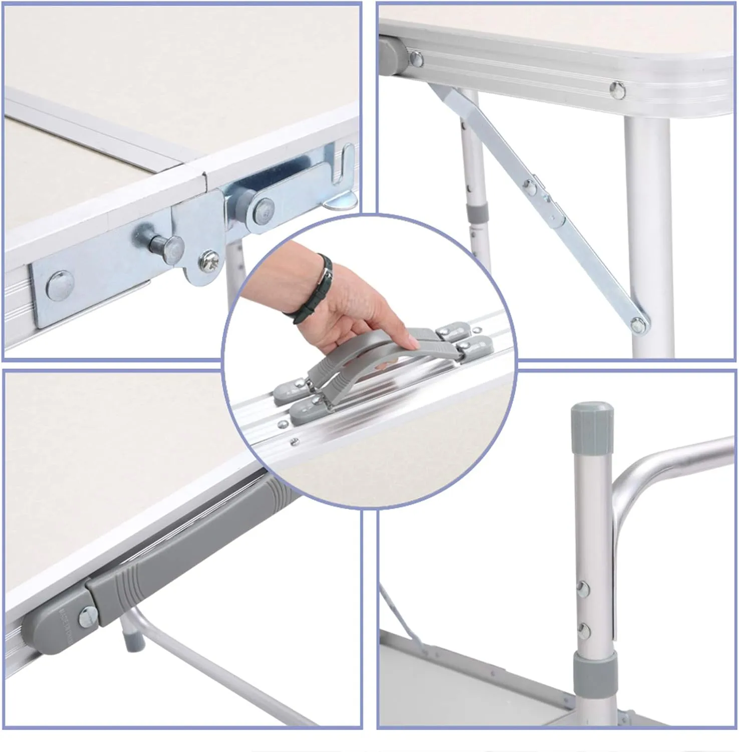 Aluminum Folding Camping Table,Portable Camping Table Lightweight Table,Height Adjustable Camping Desk,for Outdoor Camping Party Garden Picnic Beach (70.86'', White)