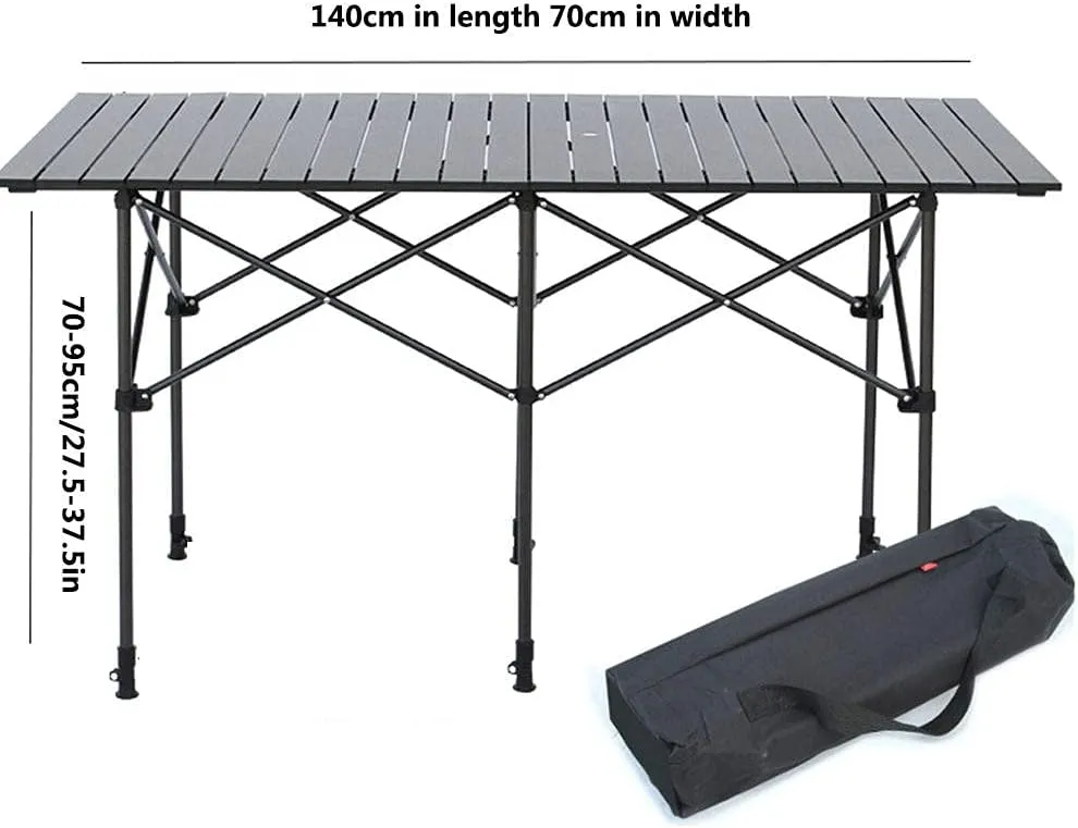 Aluminum Folding Camping Table,portable Camping Table Outdoor,height Adjustable Folding Table,aluminum Bbq Table,for Outdoor Picnic Bbq Cooking Beach,95 * 55 * 53cm