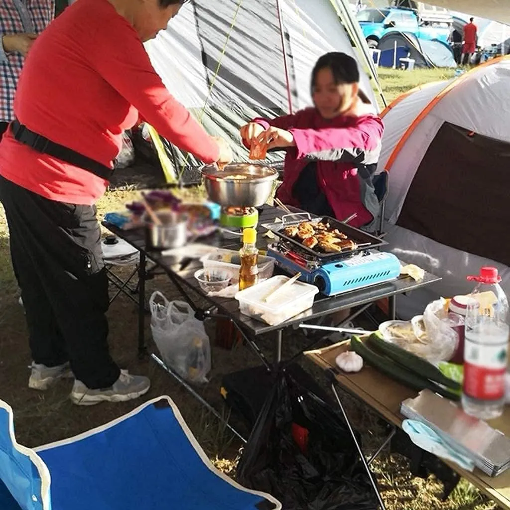 Aluminum Folding Camping Table,portable Camping Table Outdoor,height Adjustable Folding Table,aluminum Bbq Table,for Outdoor Picnic Bbq Cooking Beach,95 * 55 * 53cm
